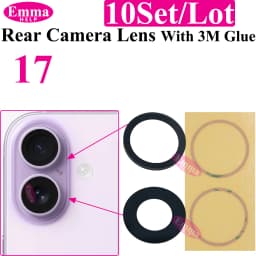 10pcs A+ Back Camera Glass for iPhone 17 Air 16 Plus 15 Pro Max 14 13 Mini 12 Rear Camera Glass Lens Cover Holder Parts