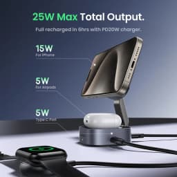 UGREEN Qi2/Qi Magnetic Wireless Charger Stand 15W 2-in-1 Charging Stand For iPhone 16 17 Pro Max/AirPods Fast Charging