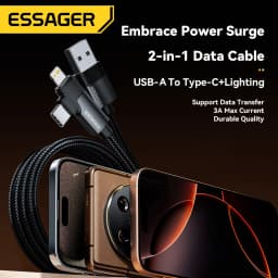 Essager 2 In1 Right Angle Elbow Cable 3A Fast Charging Wire USB A To Type C Lightning Cable For iPhone 16 15Pro Max MacBook iPad