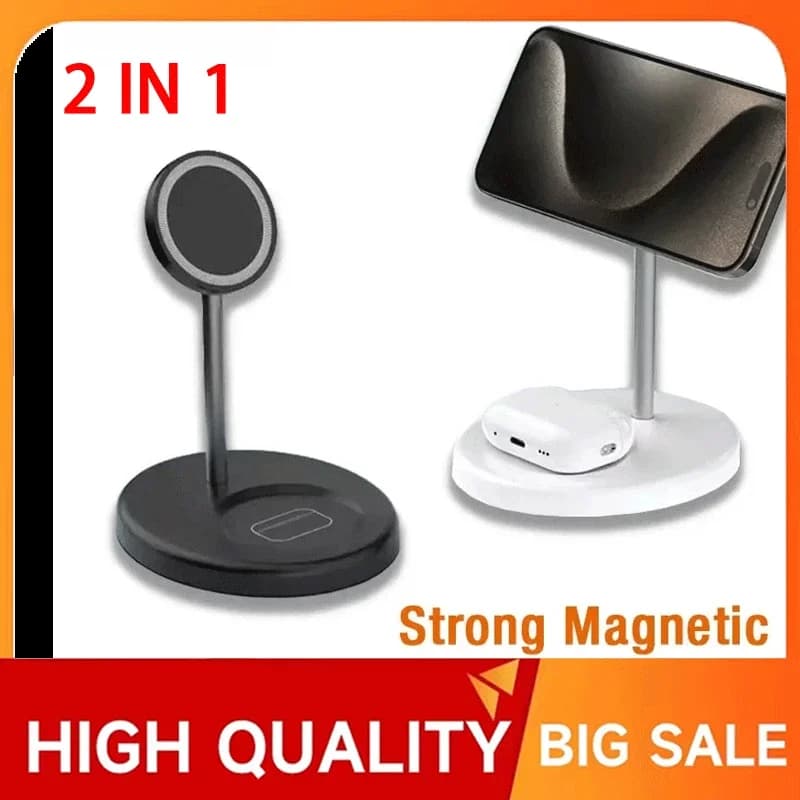 Magnetic Wireless Charger Stand 30W 2 in 1 Phone Charging Station Dock For iPhone 15 14 13 12 Pro Max AirPods Fast Chargers