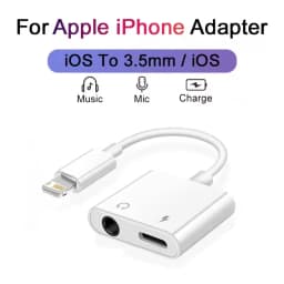 2 in 1 iOS to 3.5mm Jack Audio Charging Adapter For iPhone X XS 11 12 13 14 Pro Max XR Headphones Audio Cable Connector Splitter