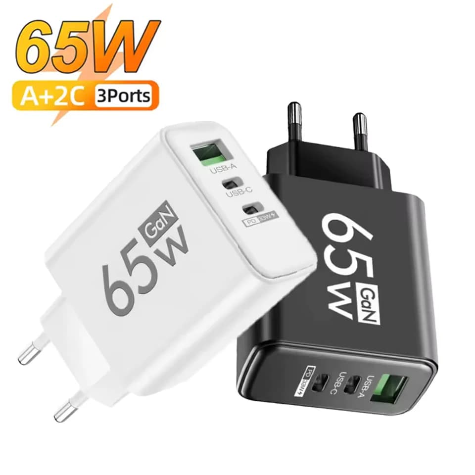 GaN 65W USB C Wall Charger Mobile Phone PD Type C Quick Charger Power Adapter for Samsung Xiaomi iPhone Fast Charging carregador