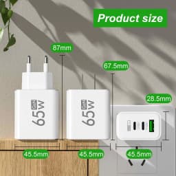 GaN 65W USB C Wall Charger Mobile Phone PD Type C Quick Charger Power Adapter for Samsung Xiaomi iPhone Fast Charging carregador