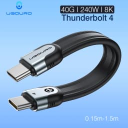 UGOURD 40Gbps Thunderbolt 4 USB C Full Function Cable Flat USB4 Date Cable 0.15m 1m 8K PD 240W Cord for Thunderbolt3 iPhone SSD