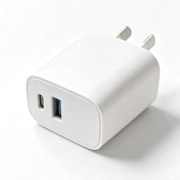 Dual Port PD Fast Charger AU Plug, USB-C + USB-A Wall Charger Adapter for iPhone, Samsung, Android Phones & Tablets