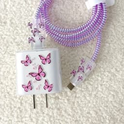 Cable Charger Protector Case for IPhone 15 14 13 16 20W Charger Protection Cover Butterfly Style Cord Winder Spiral Protective