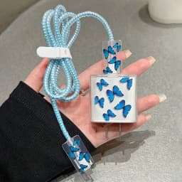 Cable Charger Protector Case for IPhone 15 14 13 16 20W Charger Protection Cover Butterfly Style Cord Winder Spiral Protective