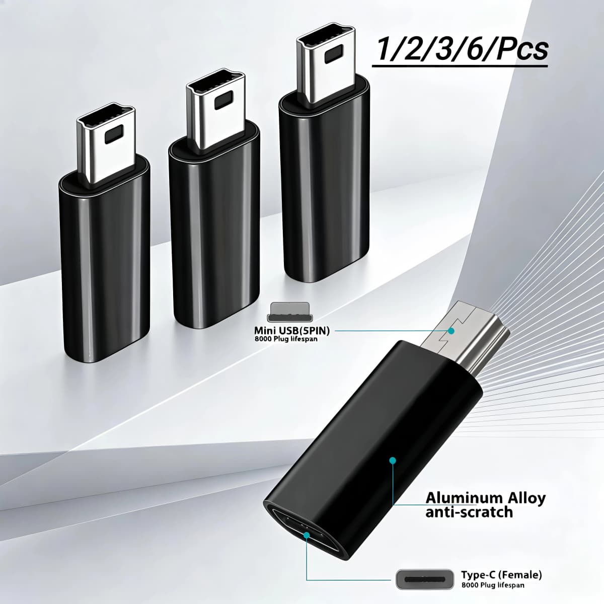 Type C to Mini USB Adapter Fast Charging Data Transfer USB C Female to Miniusb Male Converter For Cameras MP3 MP4 PSP GPS Radio
