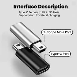 Type C to Mini USB Adapter Fast Charging Data Transfer USB C Female to Miniusb Male Converter For Cameras MP3 MP4 PSP GPS Radio
