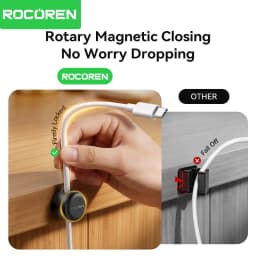 Rocoren Spiral Cover Magnetic Cable Clamp Cable Smooth and Adjustable Rope Holder Under Table Cable Management Cable Organizer
