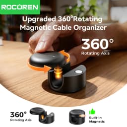 Rocoren Spiral Cover Magnetic Cable Clamp Cable Smooth and Adjustable Rope Holder Under Table Cable Management Cable Organizer