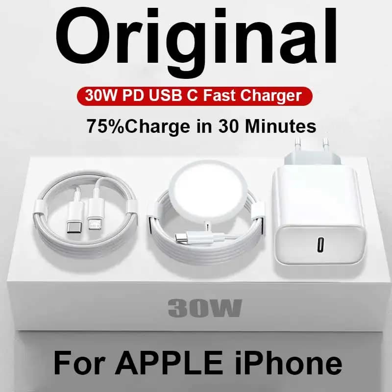 Original 30W Fast Charger For APPLE iPhone 17 16 15 14 13 12 11 Pro Max Plus Type C Magnetic Wireless Charger Phone Accessories