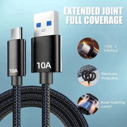 10A 120W Cable Super Fast Charge Cable Highspeed Data Transfe USB A To TypeC Data Cord Knit Cable For Phone Quick Charging Cable