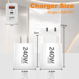  240W Fast Charging Adapter 5 IN 1 GaN Desktop Charger For IPhone17 16Pro Laptop Samsung USB C To Type-C Cable 3PD 2USB Charger