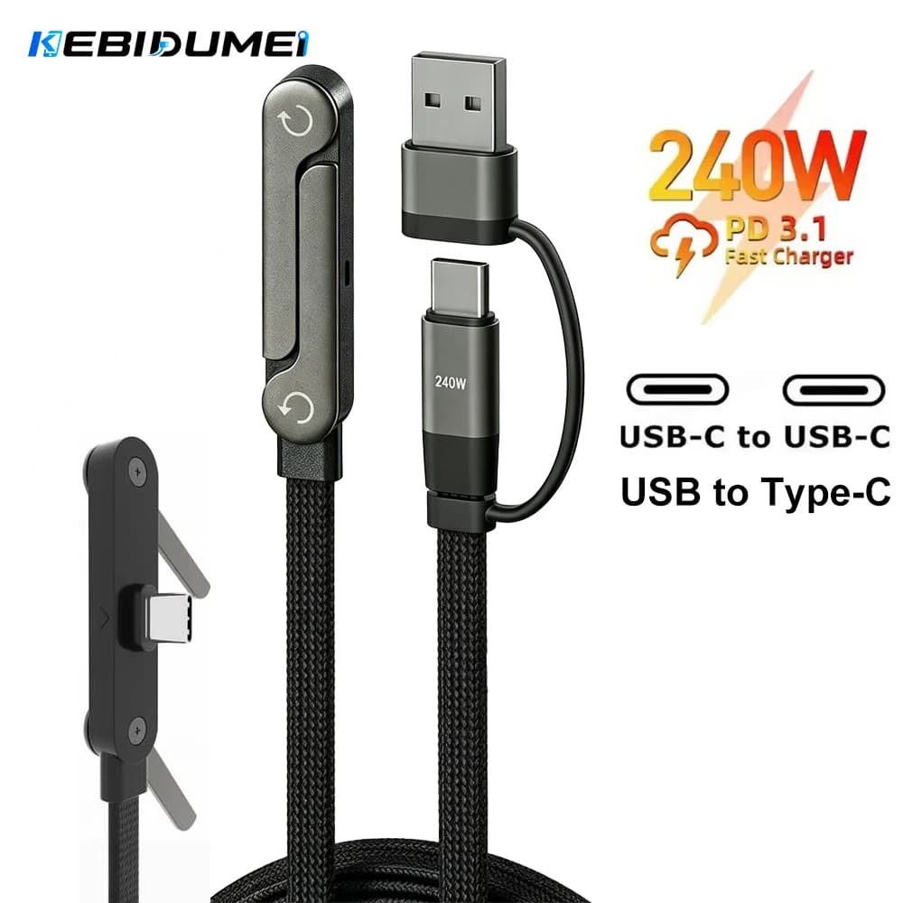 KEBIDUMEI Foldable Charging Cable With Integrated Stand Fast Charging Cable Phone Tablet 240W Ultra-Fast Data Cable Phone Holder