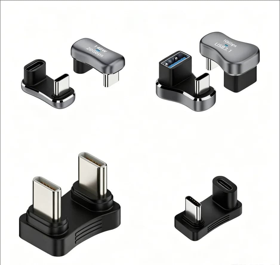 180 Degree Angle USB C Adapter USB-C 20Gbps PD 140W Charging Tablet USB C U Shape Converter for Steam Deck Accessories