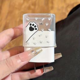 For IPhone 17/16/15/14/13 Data Cable Winder Protect Cover Sleeve Cute Cat Paw Pattern for Apple 18W/20W Charger Protective Case