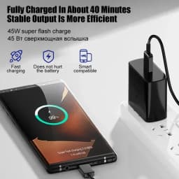 45W PD Fast Charging For Samsung S22 S23 Ultra Note10 Plus Mobile Phone USB Type C Cable Fast Quick Charging Wall Adapter