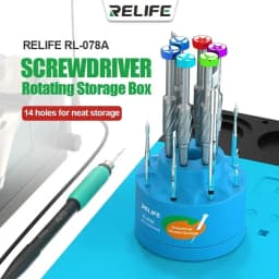 RELIFE RL-078A Screwdriver Rotating Storage Box for Mobile Phone Repair Multiple Holes Soldering Iron Tips Storage Holder