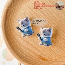 2D Flat 2pcs Cute Cat Phone Charger Cable Protectors Adorable Kitten Design Connector Cover For iPhone Type-C Charging Interface