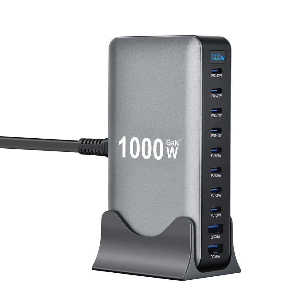 1000W GaN Charger USB C Fast Desktop 10Port USB Type C PD3.1 Charger Fast Charging for iPhone 17 16 15 Samsung S24 Xiaomi Laptop