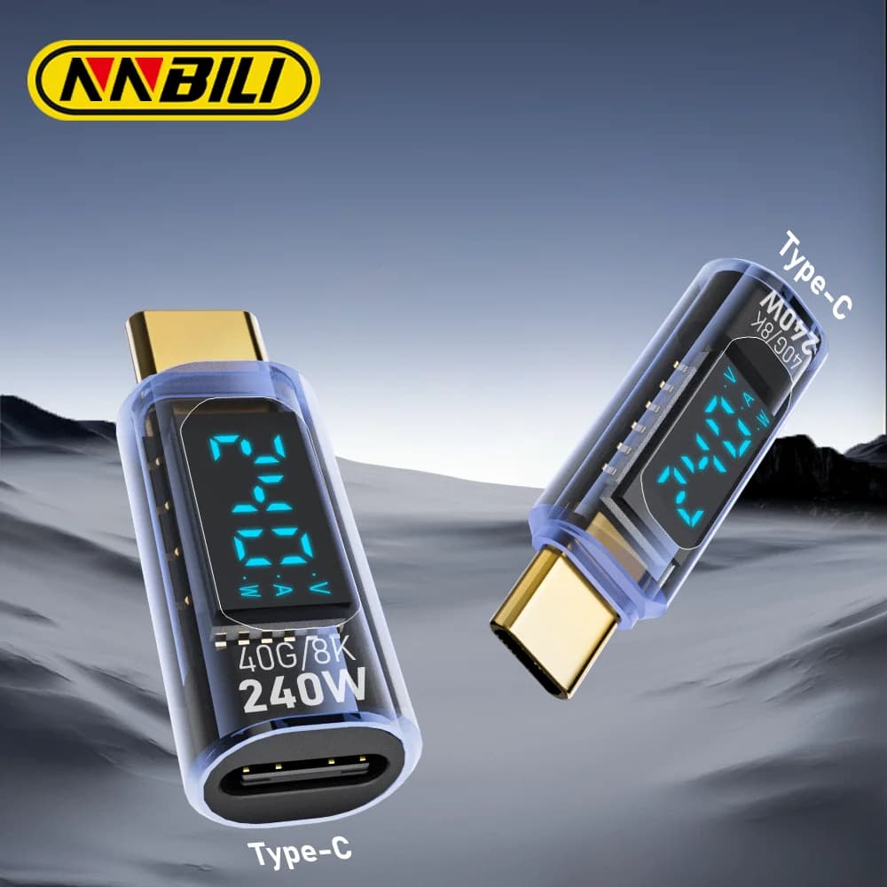 NNBILI 1 PCS Digital LED Display USB 4 Type-C Adapter 8K 60HZ PD 240W Power Meter Tester Data Transmission 40Gbps OTG Converter