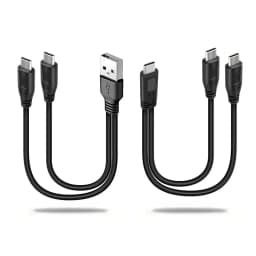 20cm 1 to 2 Out Dual USB C Charging Cord, Short USB Type C to Type C Splitter Cable, Portable Multi USB-C Hubs Charging Cable