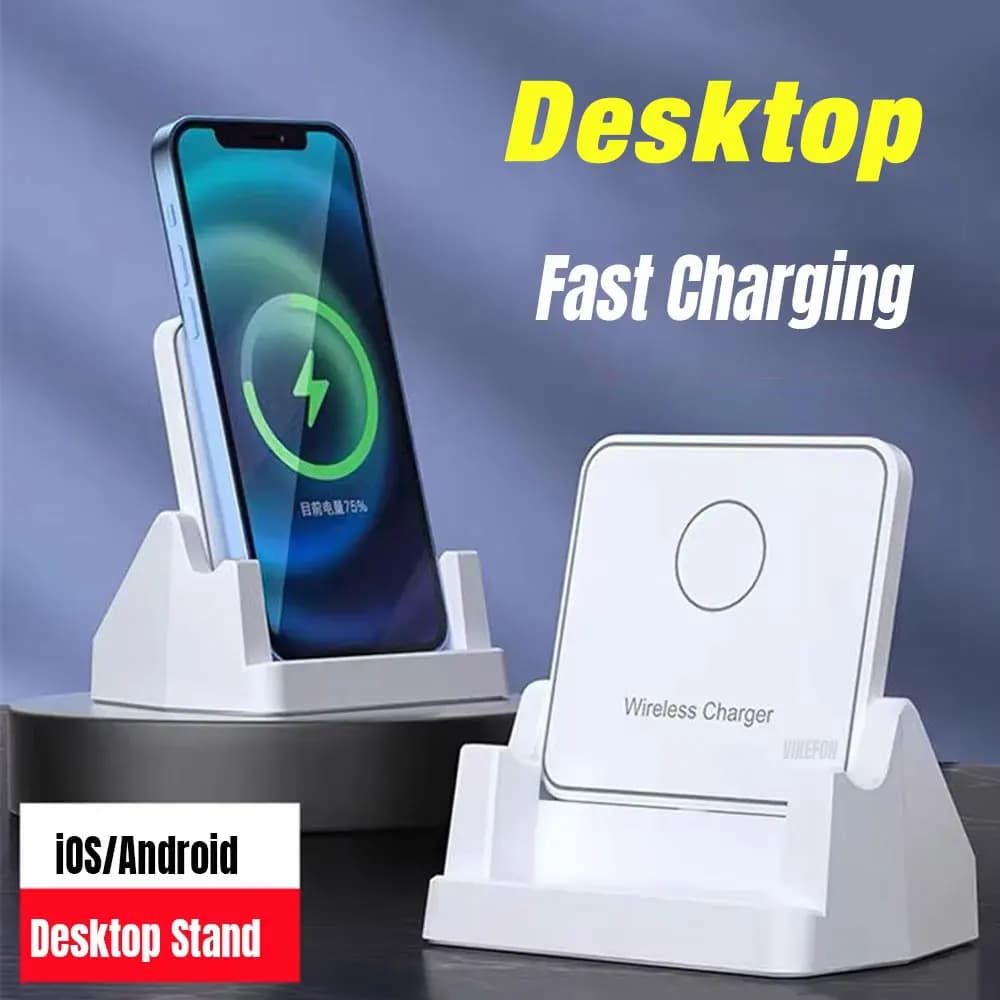 Wireless Charger Removable Desktop Vertical Holder Stand For iPhone 17 16 15 14 13 12 Samsung S25 Xiaomi 15 Quick Charging Dock