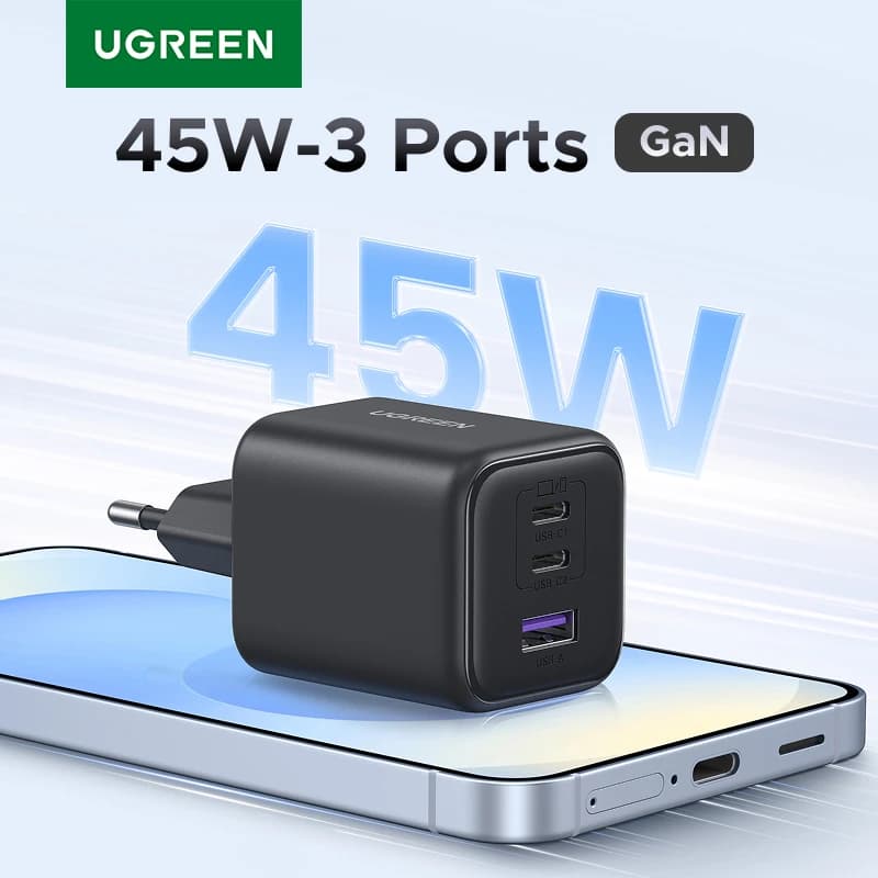 UGREEN 45W GaN Charger PD3.0 PPS QC3.0 USB C Fast Charger For Samsung S25 S24 Ultra iPhone 16 15 14 Pro Max iPad Xiaomi Tablet