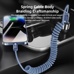 Toocki Car USB Lightning Cable 2.4A Spring Telescopic Fast Charging Cord for iPhone 14 13 12 Pro Max 8 7 Lightning Charger Wire