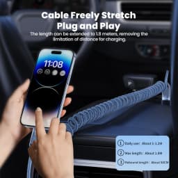 Toocki Car USB Lightning Cable 2.4A Spring Telescopic Fast Charging Cord for iPhone 14 13 12 Pro Max 8 7 Lightning Charger Wire