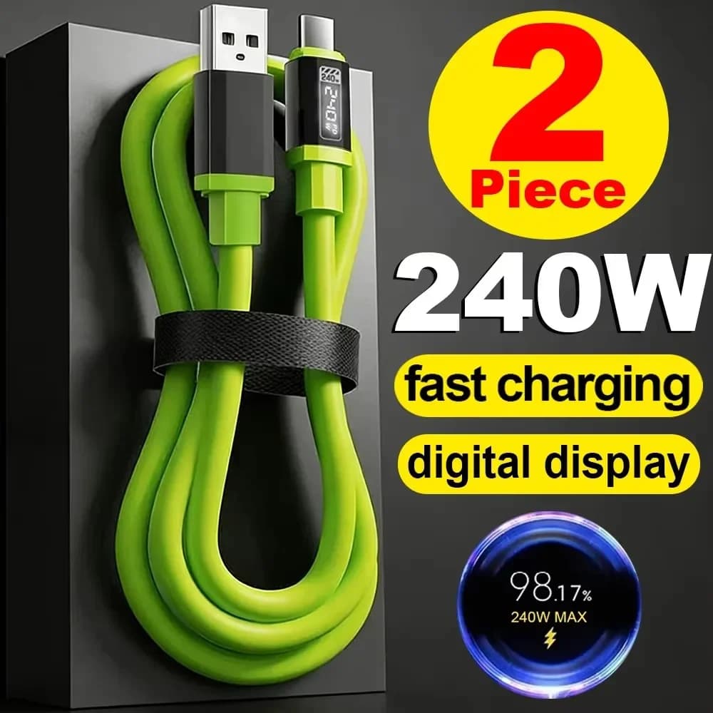 PD240W 6A Super Fast Charging Type C Cables Digital Display High-speed Data Transfer Cord USB Type-c To C Wire for IPhone 17Pro