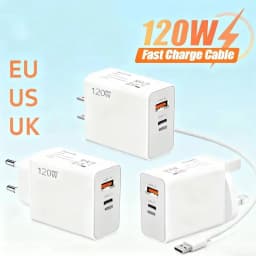 2026 New 120W Type C USB Phone Charger Fast Charging Data Cable Mobile Phone Power Adapter For Huawei Samsung Wall Charger