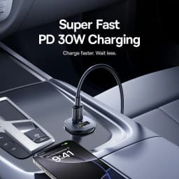 Baseus 30W Car Charger Dual Port USB Type-C Fast Charging PD QC FCP AFC For Tablet iPhone 16 15 Samsung S24 S25 Xiaomi Huawei