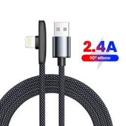 USB to Lightning Fast Charging Cable 90 Degree Elbow Lightning Charge Data Wire For iPhone 14 13 12 11 Braided Charging Line