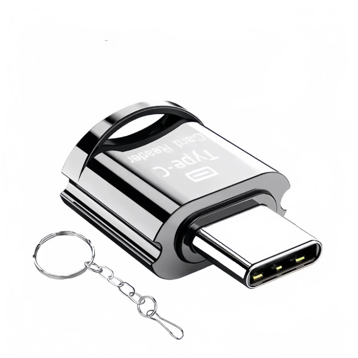 Type C Micro SD Card Reader, BorlterClamp USB C TF Card Reader Adapter with Keychain