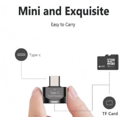 Type C Micro SD Card Reader, BorlterClamp USB C TF Card Reader Adapter with Keychain