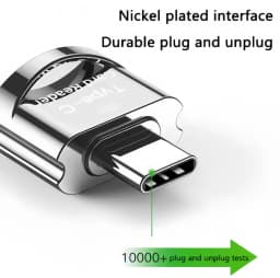Type C Micro SD Card Reader, BorlterClamp USB C TF Card Reader Adapter with Keychain