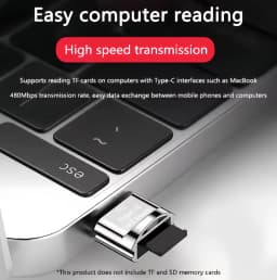Type C Micro SD Card Reader, BorlterClamp USB C TF Card Reader Adapter with Keychain