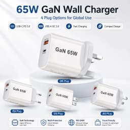 65W Fast Charger EU/AU/US/UK Plug USB TYPE-C Dualports Charger QC3.0 PD3.0 Fast Mobile Phone Adapter Quick Charger 