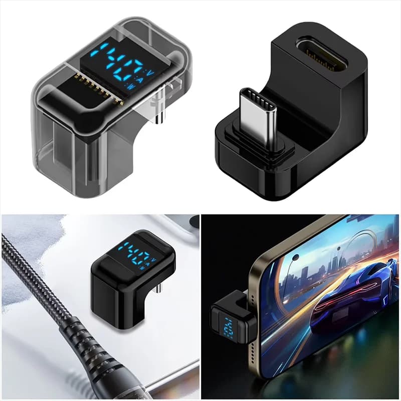 90 Degree USB C Adapter Right Angle U Shape Type C Adapter 40Gbps Data Transfer PD 140W USB4.0 8K 60Hz Video for Thunderbolt 3/4