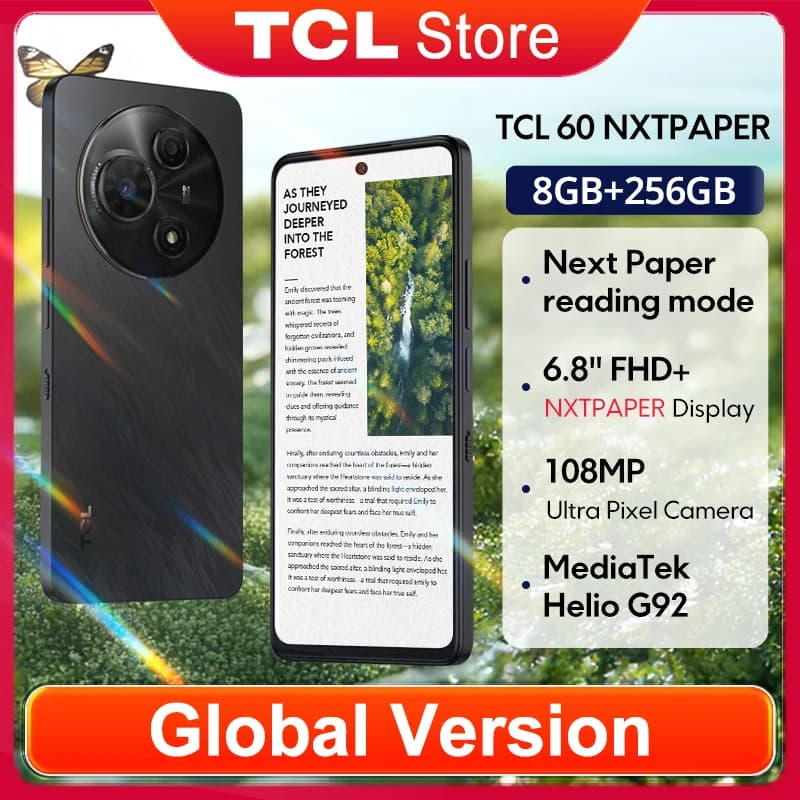 Dedicated NXTPAPER quick key for one‑switch e‑reader mode TCL 60 NXTPAPER 4G Anti‑glare screen