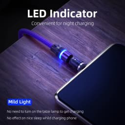 AUFU 3 in 1 540 Rotate Magnetic Type C Cable Micro USB Magnet Fast Charging Cable With LED For iPhone Xiaomi Huawei Samsung POCO