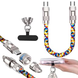 240W Fast Charging USB-C to C-type Data Cable, Suitable For Type-C Phone Lanyard And Charging Cable 2-in-1 C-to-C Neck Wristband