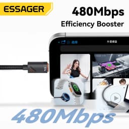 Essager 3 in 1 100W USB C Charging Cable for Apple iWatch iPhone 16/15/14/13 Pro With Type C Lightning Fast Charging Cable