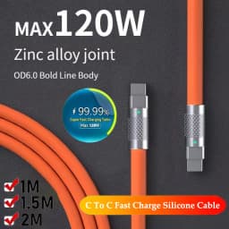 10A 120W Super Fast Charging Cable PD Type-C Liquid Silicone 1/1.5/2M C to C Quick Charging Cable for Xiaomi iPhone