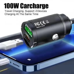 100W Mini Car Charger QC 3.0 Fast Charging PD USB Type C Pull Ring Car Phone Charger Adapter For Iphone 15 Xiaomi Samsung Huawei