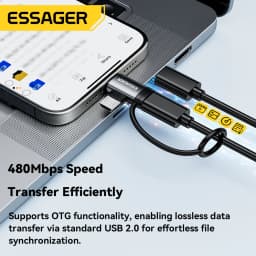 Essager 2 IN 1 Lighting/Micro Adapter Fast Charging USB Type C Female Connector For iPhone 17 16 15 14 13 12 11 IPad Converter
