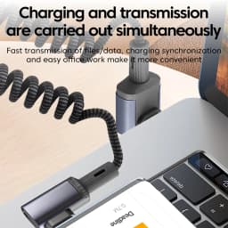 100W Type C/USB Bend Spring Data Cable Super Fast Charging Dual Type-C Mobile Charging Cable Car Retractable for iphone Samsung