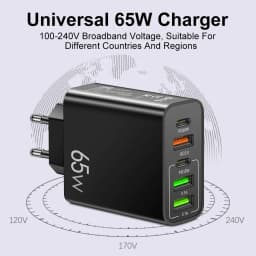 Total 65W Fast Charger PD 20W 5 Ports USB Charger QC 3.0 Phone Adapter For Samsung Xiaomi Huawei Wall Charge Adapter For Phone